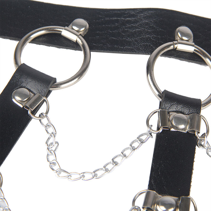 Subblime - Imbracatura Pettonaria In Pelle Con Catene Nera Taglia Unica