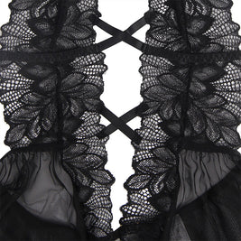 Subblime - Teddy Cuello Halter Espalda Descubierta Encaje Negro S/M
