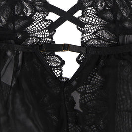 Subblime - Teddy Cuello Halter Espalda Descubierta Encaje Negro S/M