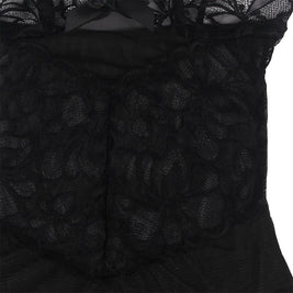 SUBBLIME - BABY DOLL CON SPALLINE REGOLABILI E PIZZO TRASPARENTE STAMPA FLOREALE NERO L/XL