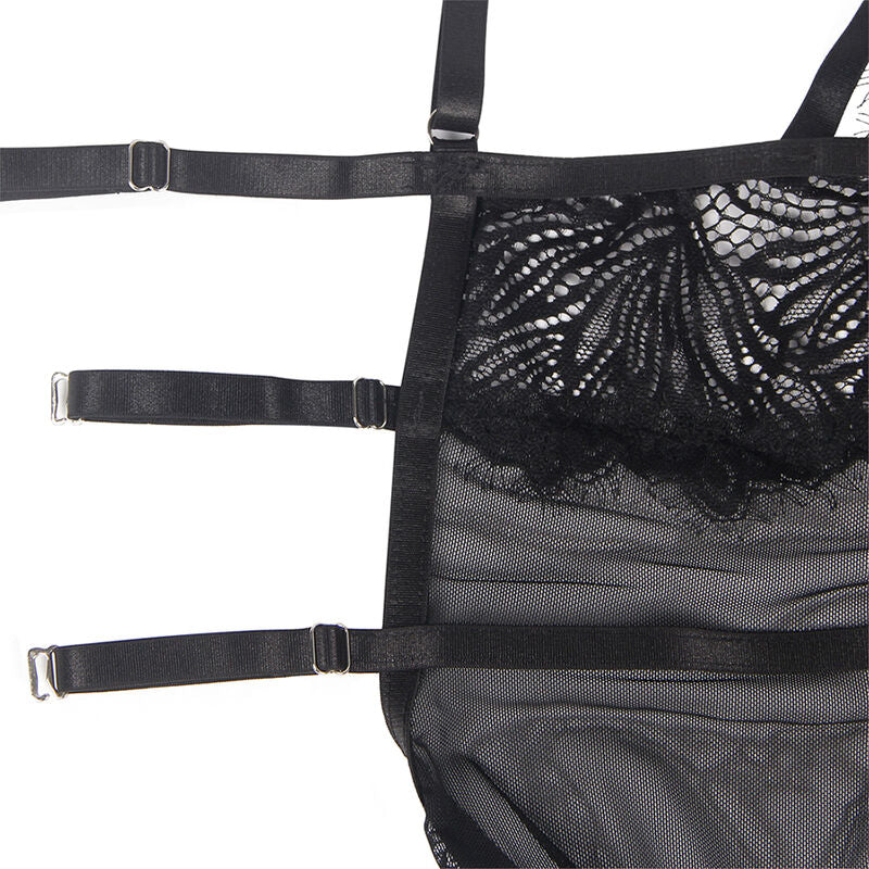 Subblime - Babydoll Con Tirantes Ajustables De Encaje Negro S/M