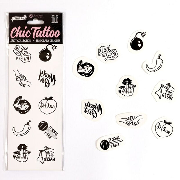 Secret Play - Set Di 10 Tatuaggi Temporanei Della Collezione Spicy