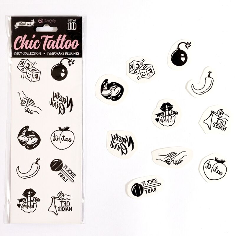 Secret Play - Set Di 10 Tatuaggi Temporanei Della Collezione Spicy