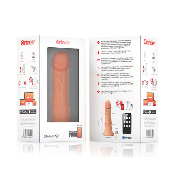Oninder - Vibratore Bogotá Medio Dildo 9 Velocità Naturale 20 Cm -O- 4,2 Cm - App Gratuita