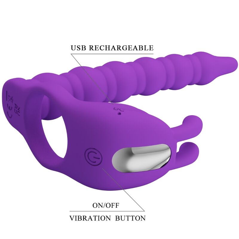 Pretty Love - Anello Per Pene Blackney Con Dilatatore Vibrante Lila