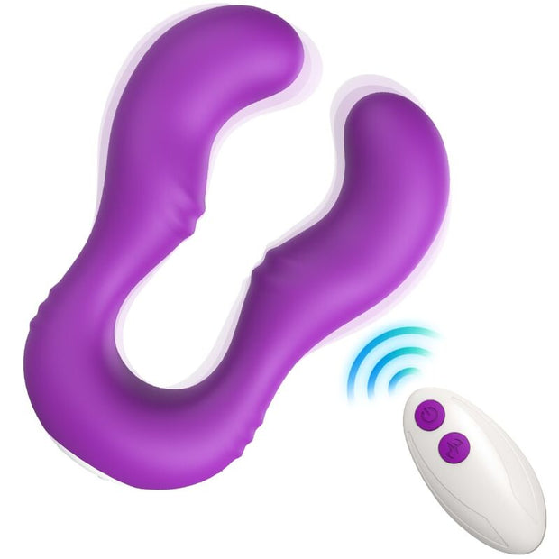 Vibratore Doppio con Telecomando Seraph in Silicone Viola