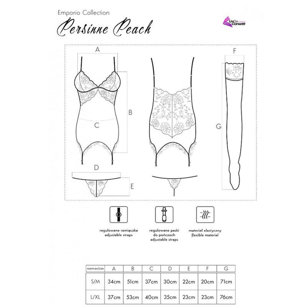 Livco Corsetti Fashion - Persinne Peach Set Corsetto + Slip + Medias