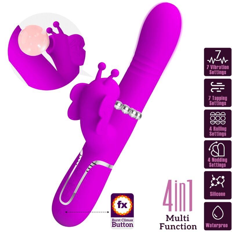 Intense Vibratore Rabbit Multifunzione 4in1 con Stimolatore - immagine 10
