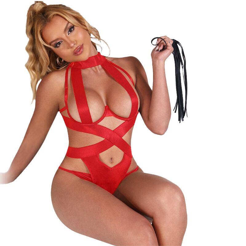 Subblima - Body Halter Sexy Con Arnes Rosso S/M