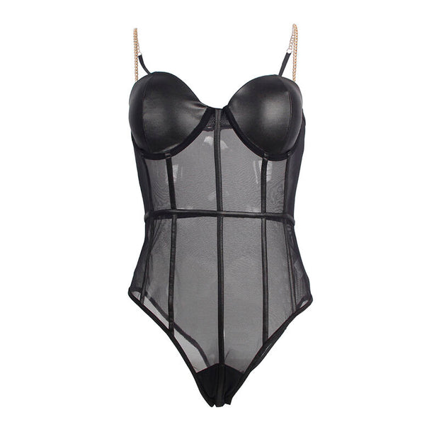 SUBBLIME - BODY CON BRETELLE A CATENA NERA L/XL
