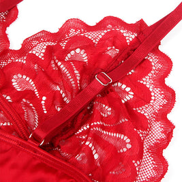 Subblime - Babydoll Satinado Con Encaje Rojo S/M