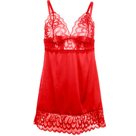 Subblime - Babydoll Satinado Con Encaje Rojo S/M