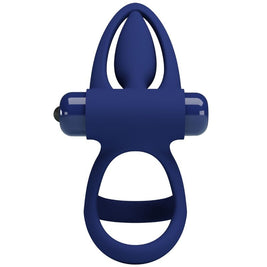 Pretty Love - Tappetino Doppio Anello Con Vibrazione E Stimolatore Blu