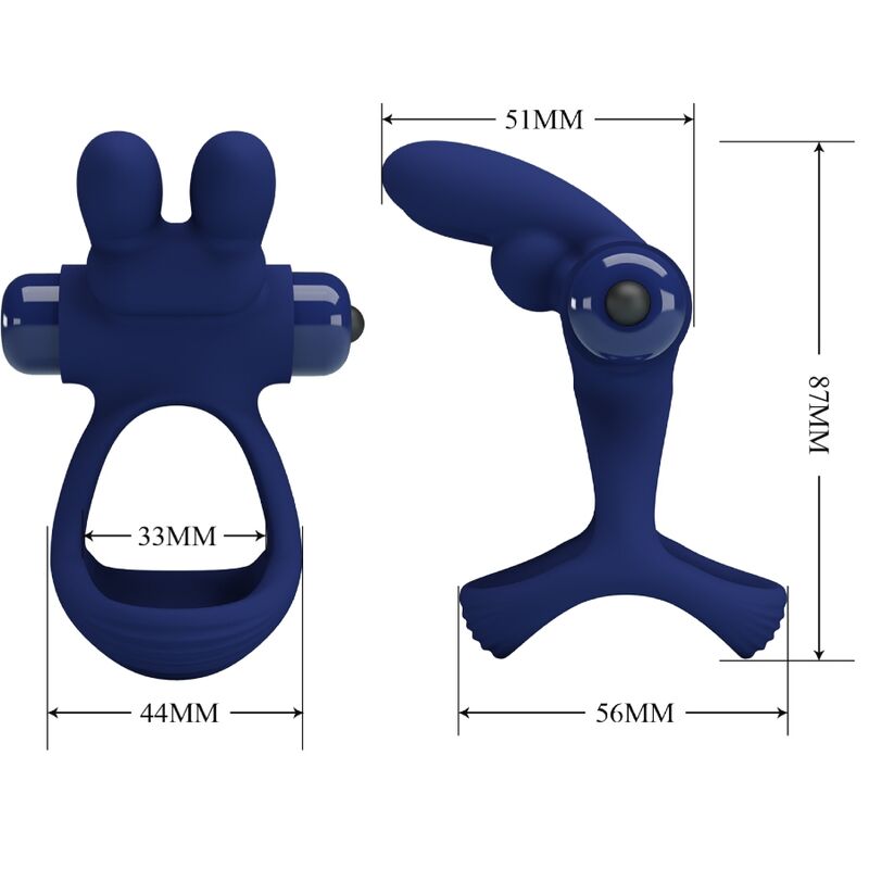 Pretty Love - Francisco Doppio Anello Vibrante Coniglio Blu