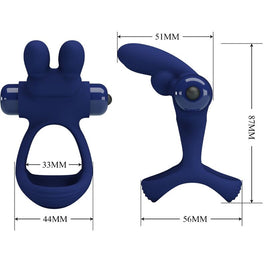 Pretty Love - Francisco Doppio Anello Vibrante Coniglio Blu