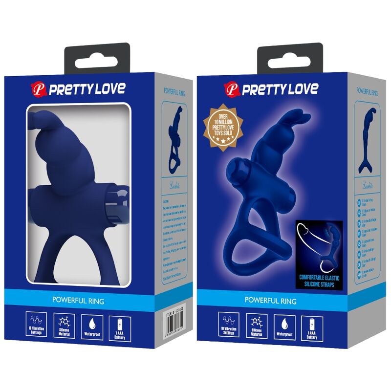 Pretty Love - Luchito Doppio Anello Vibrante Coniglio Blu