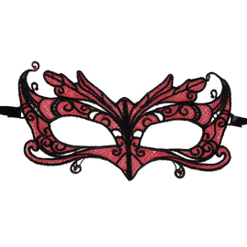 QUEEN LINGERIE - MASCHERA IN PIZZO CON DETTAGLI ROSSI