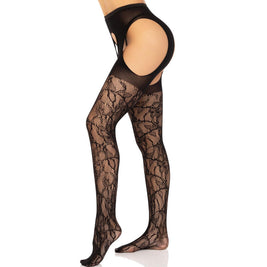 Leg Avenue - Calze Con Giarrettiera In Pizzo Nere