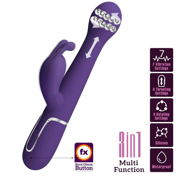 Intense Dejon Vibratore Rabbit 3 in 1 Multifunzione Viola