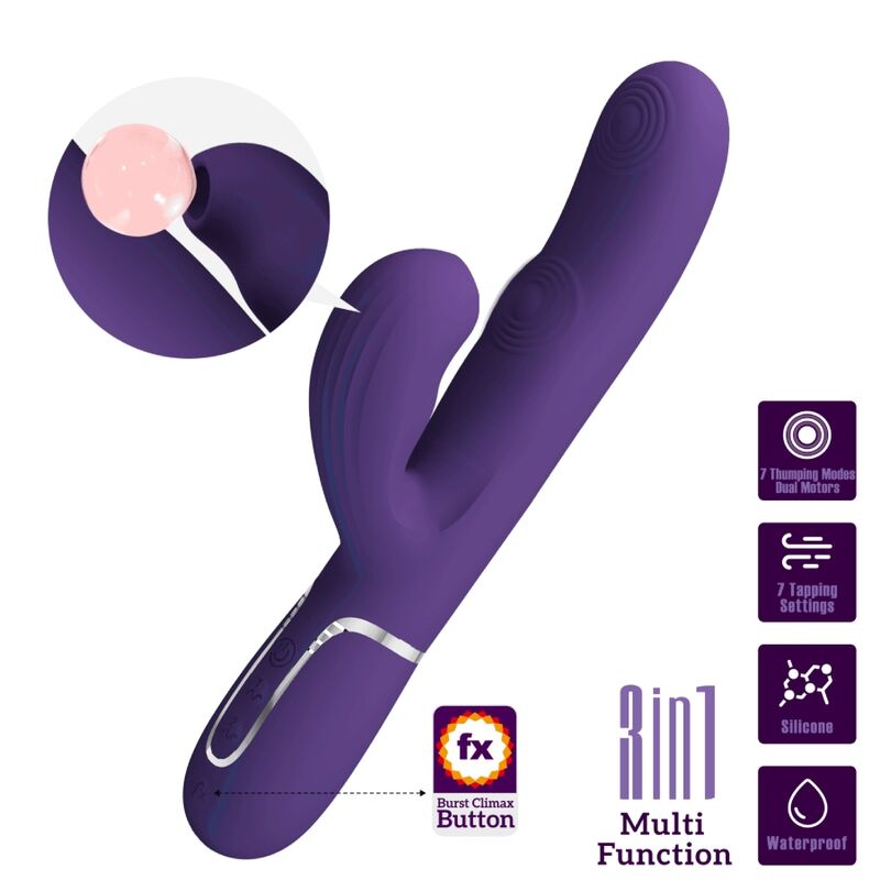 Intense Perlita Vibratore G-Spot 3 in 1 Multifunzione Viola - immagine 2