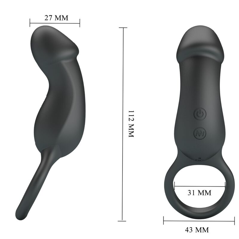 Pretty Love - Anello Vibrante Nero Con Stimolatore