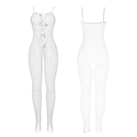 Subblime - 951740 Bodystocking A Rete Bianca Senza Cavallo Con Fiocchi Taglia Unica