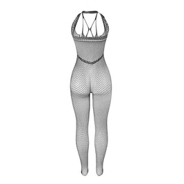 Subblime - 951788 Bodystocking Lungo A Rete Con Spalline Su Petto E Schiena Nero Taglia Unica