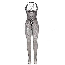 Subblime - 951788 Bodystocking Lungo A Rete Con Spalline Su Petto E Schiena Nero Taglia Unica
