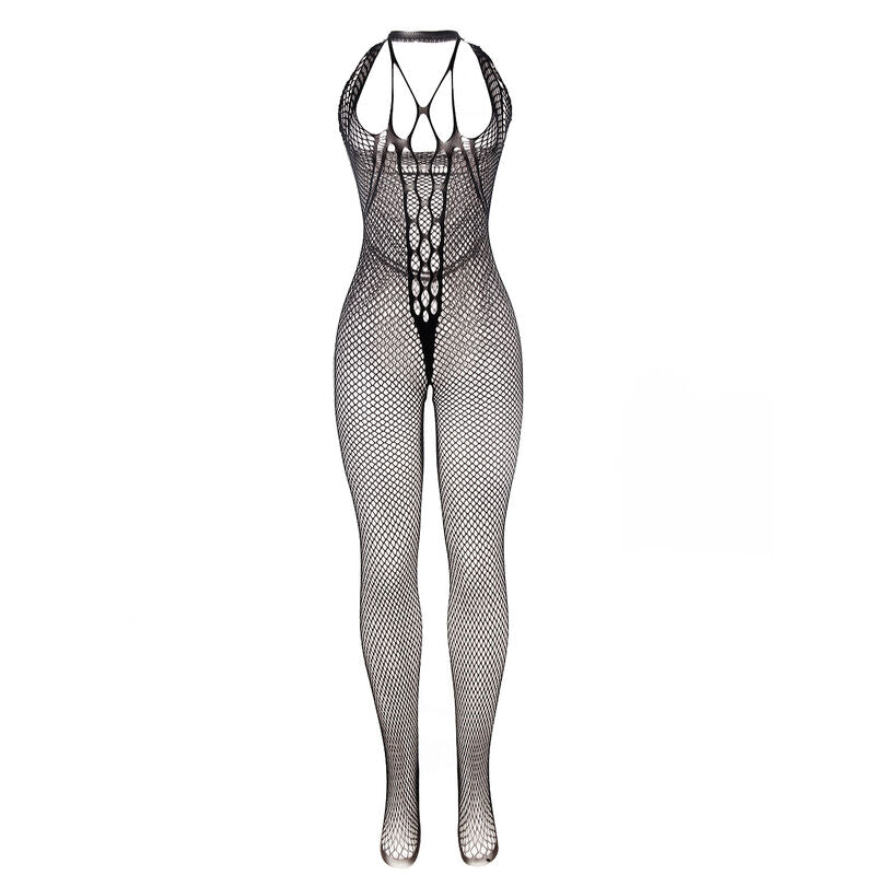 Subblime - 951788 Bodystocking Lungo A Rete Con Spalline Su Petto E Schiena Nero Taglia Unica