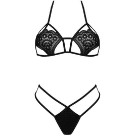 LIVCO CORSETTI FASHION - JIMENA LC 20216 REGGISENO + PERIZOMA NERO TAGLIA UNICA