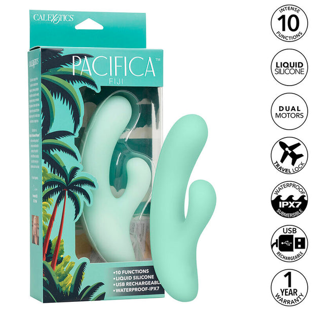 Calexotics - Pacifica Fiji Vibratore E Stimolatore Punto G 10 Vibrazioni Aqua