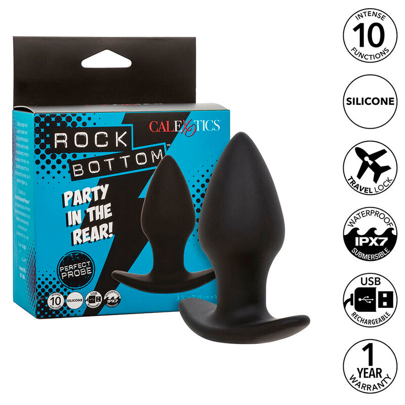 Calexotics - Rock Bottom Perfect Plug Anale 10 Vibrazioni Silicone Nero