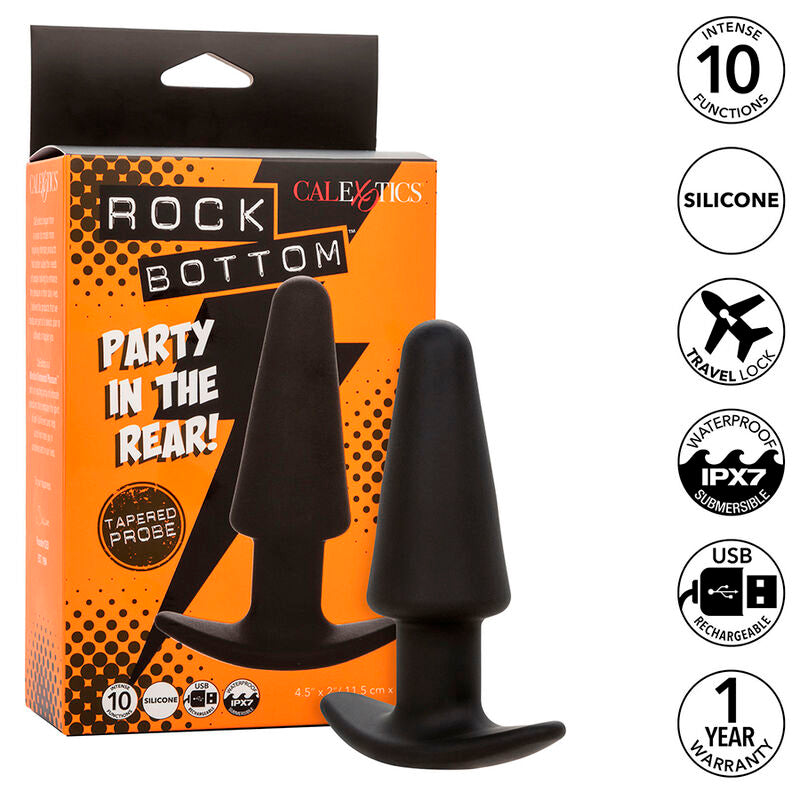 Calexotics - Rock Bottom Tappetino Anale Conico 10 Vibrazioni In Silicone Nero
