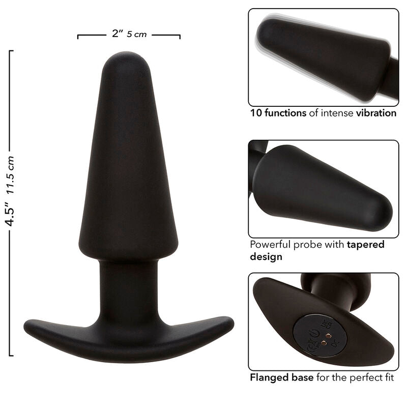 Calexotics - Rock Bottom Tappetino Anale Conico 10 Vibrazioni In Silicone Nero