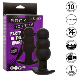 Calexotics - Plug Anale Rock Bottom Con Perline 10 Vibrazioni Silicone Nero