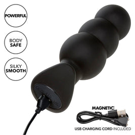 Calexotics - Plug Anale Rock Bottom Con Perline 10 Vibrazioni Silicone Nero