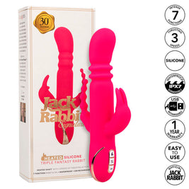 Calexotics - Jack Fantasy Vibratore Triplo Riscaldato Rosa Coniglio