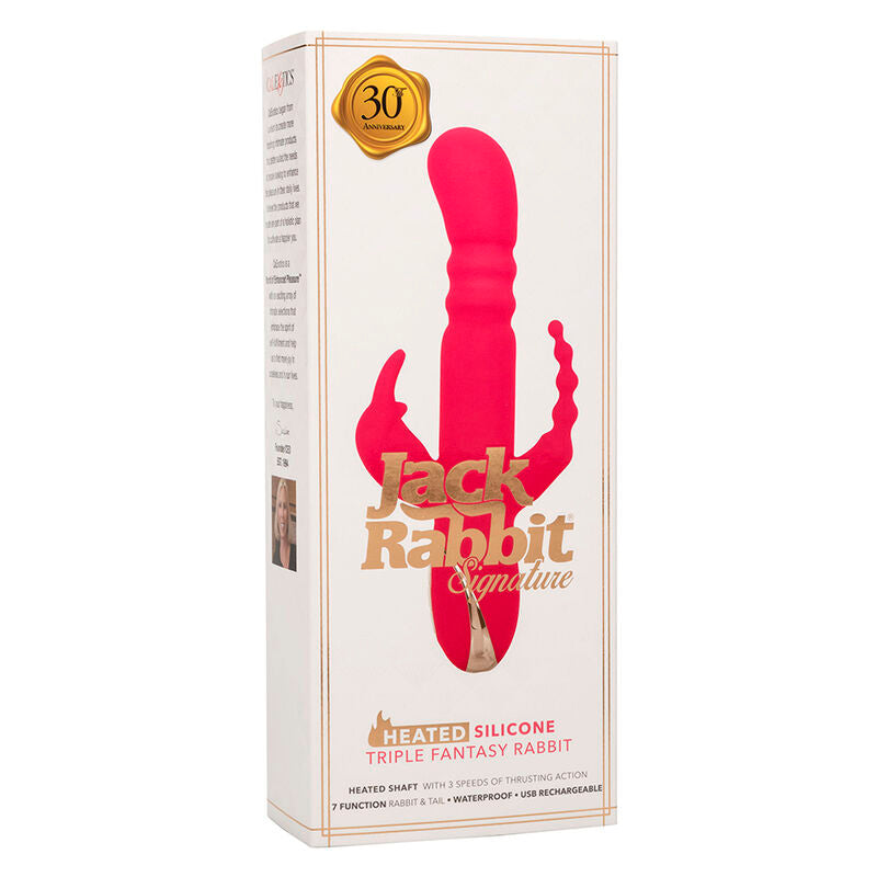 Calexotics - Jack Fantasy Vibratore Triplo Riscaldato Rosa Coniglio