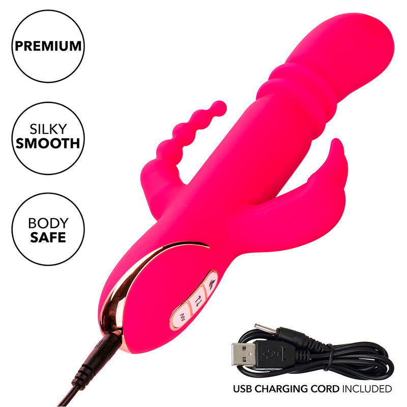 Calexotics - Jack Fantasy Vibratore Triplo Riscaldato Rosa Coniglio
