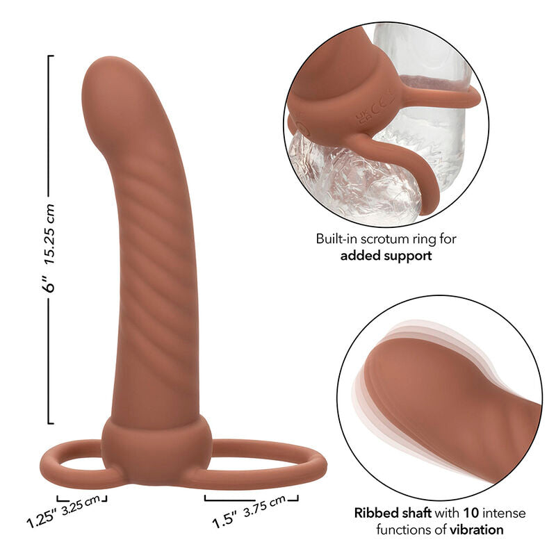 Calexotics - Maxx Ribbed Dual Penetrator 10 Vibrazioni Marrone