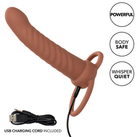 Calexotics - Maxx Ribbed Dual Penetrator 10 Vibrazioni Marrone