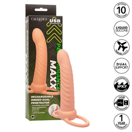 Calexotics - Maxx Ribbed Dual Penetrator 10 Vibrazioni Carne