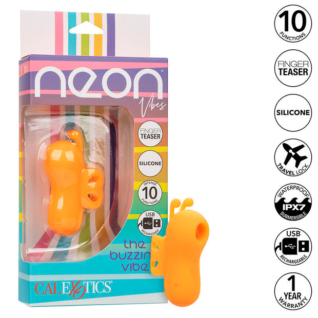 Calexotics Neon Vibes Buzzing Vibe Stimolatore per Dita Arancione