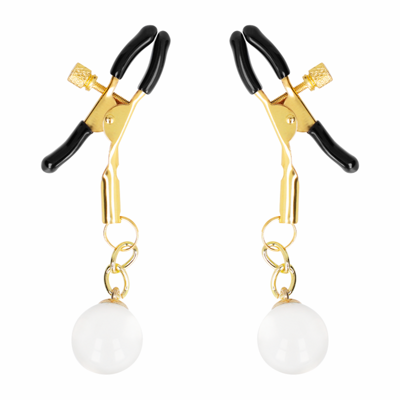 Kink - Morsetti Per Capezzoli Con Perline Di Vetro Oro 6 Cm
