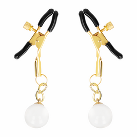 Kink - Morsetti Per Capezzoli Con Perline Di Vetro Oro 6 Cm