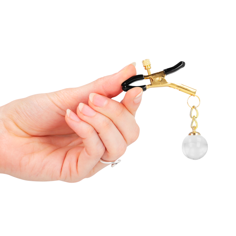 Kink - Morsetti Per Capezzoli Con Perline Di Vetro Oro 6 Cm