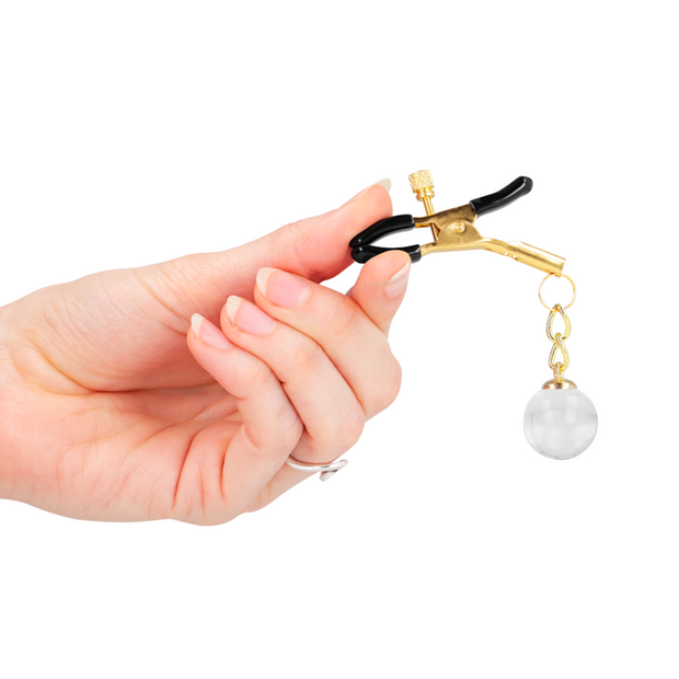 Kink - Morsetti Per Capezzoli Con Perline Di Vetro Oro 6 Cm