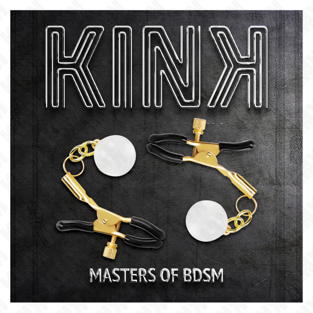 Kink - Morsetti Per Capezzoli Con Perline Di Vetro Oro 6 Cm