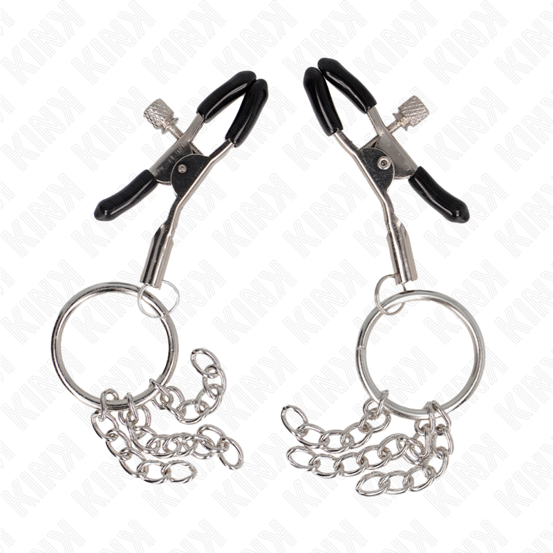 Kink - Morsetto Per Capezzolo Con Anello E Catenina Argento 6 Cm