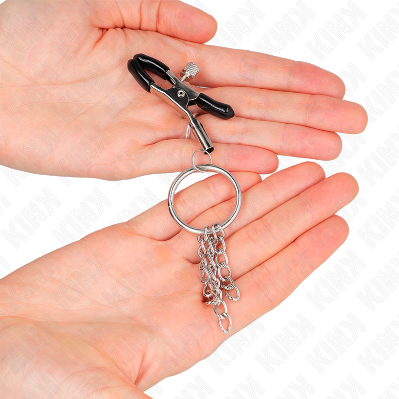 Kink - Morsetto Per Capezzolo Con Anello E Catenina Argento 6 Cm